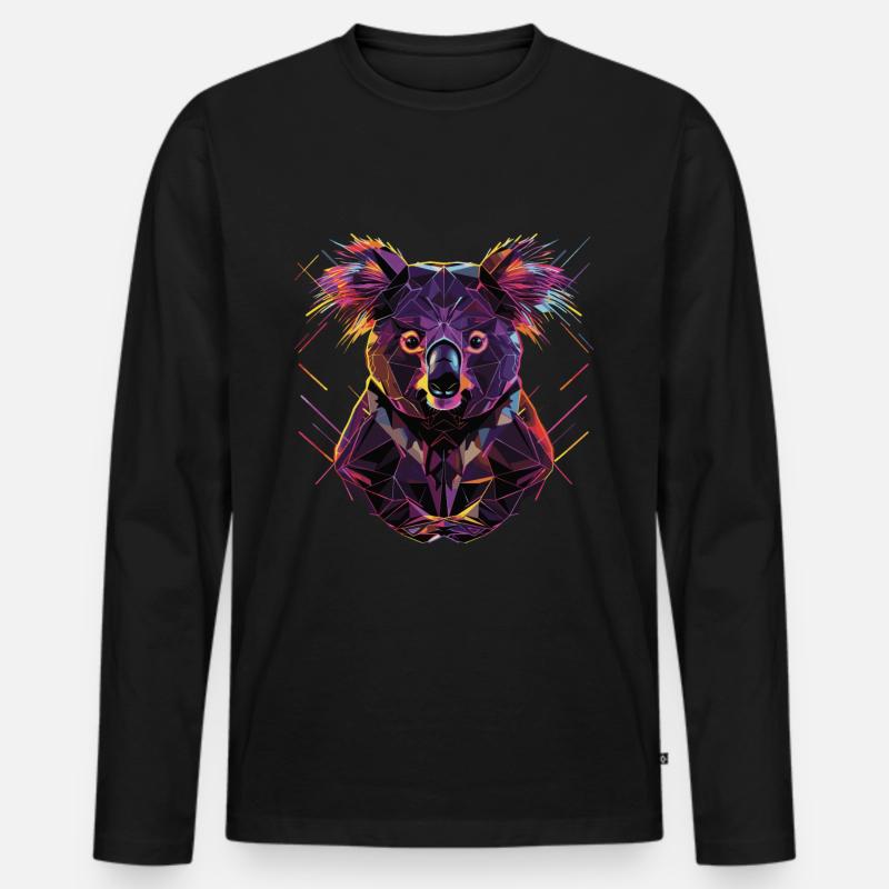Koala - Männer Premium Bio Langarmshirt - Schwarz