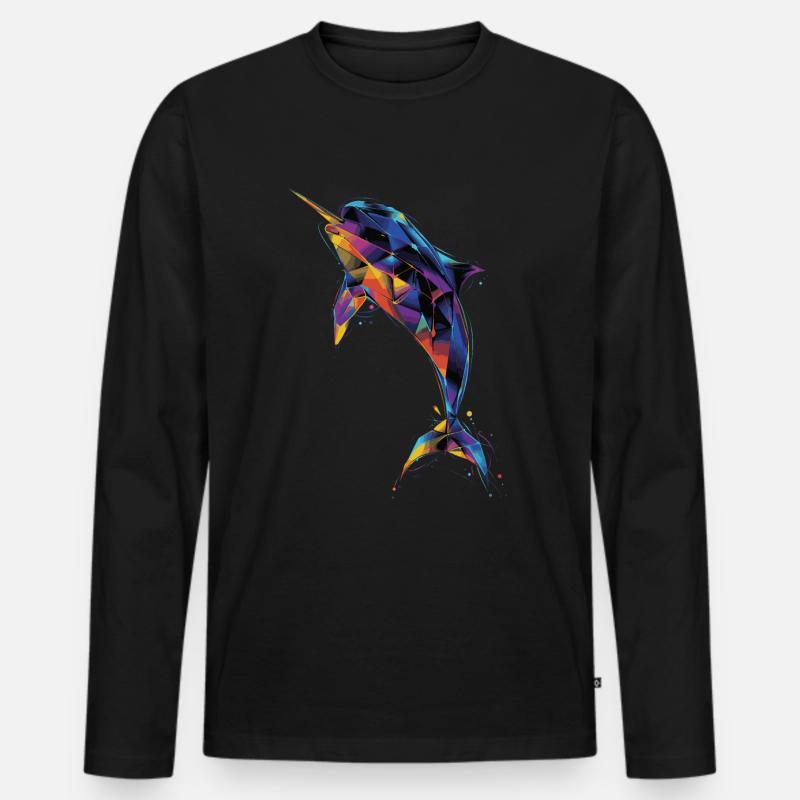 Narwal - Männer Premium Bio Langarmshirt - Schwarz