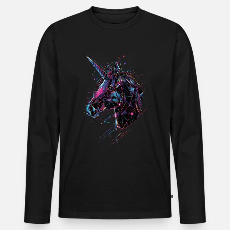 Einhorn - Männer Premium Bio Langarmshirt - Schwarz