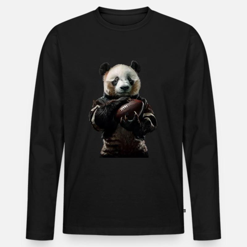 Panda - Männer Premium Bio Langarmshirt - Schwarz
