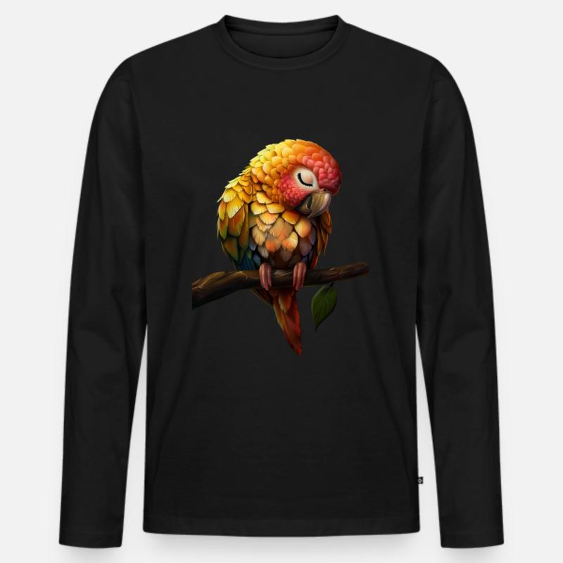 Papagei - Männer Premium Bio Langarmshirt - Schwarz