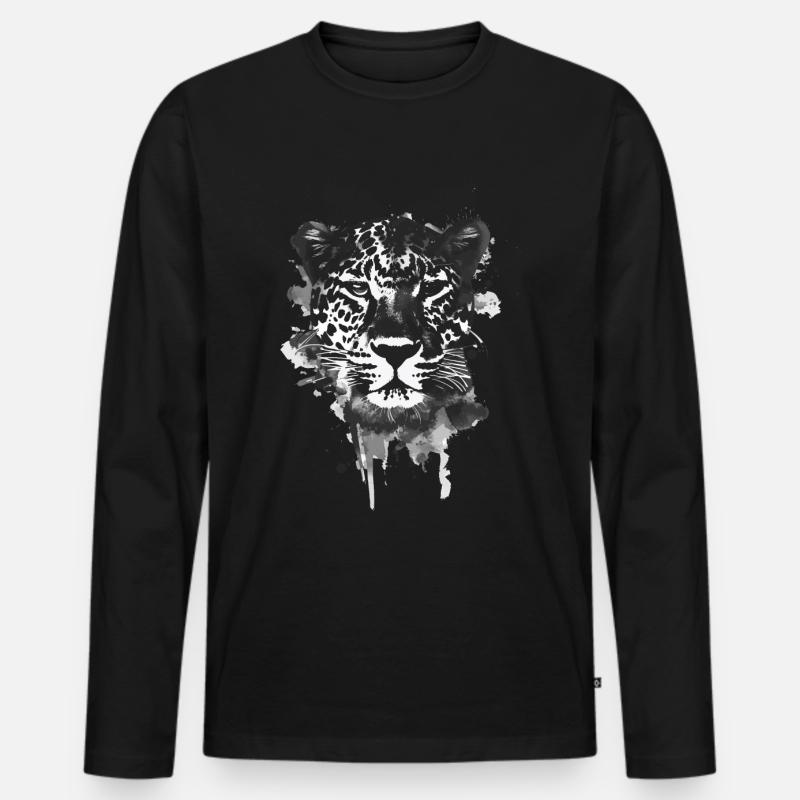 Leopard - Männer Premium Bio Langarmshirt - Schwarz