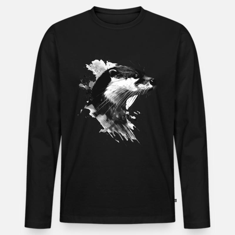Otter - Männer Premium Bio Langarmshirt - Schwarz