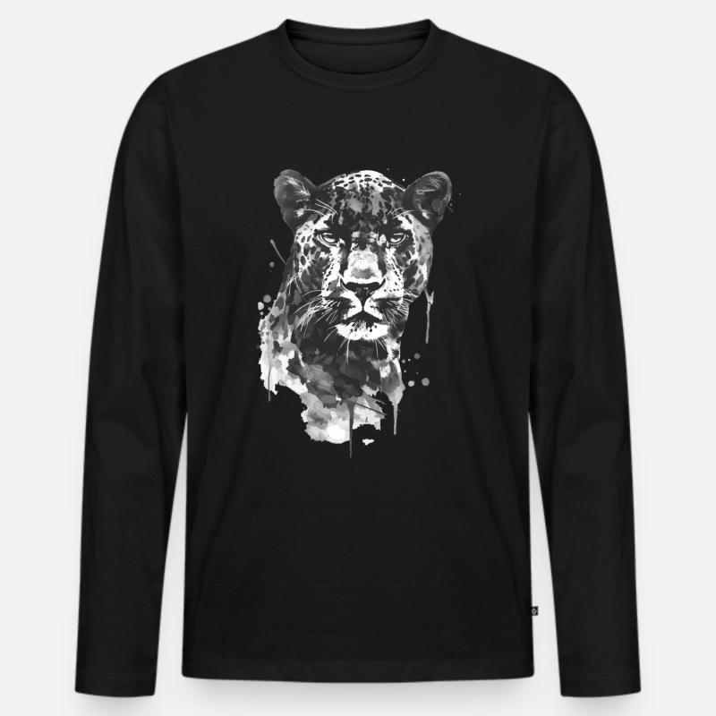 Panther - Männer Premium Bio Langarmshirt - Schwarz