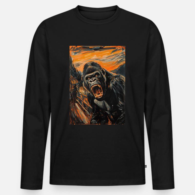 Gorilla - Männer Premium Bio Langarmshirt - Schwarz