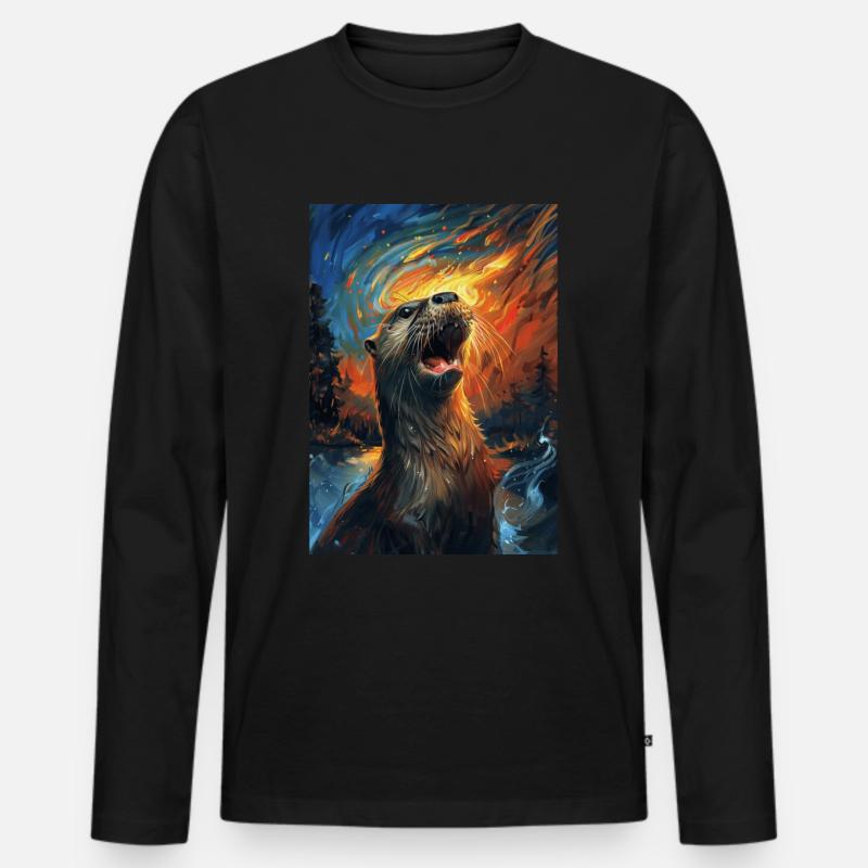 Otter - Männer Premium Bio Langarmshirt - Schwarz