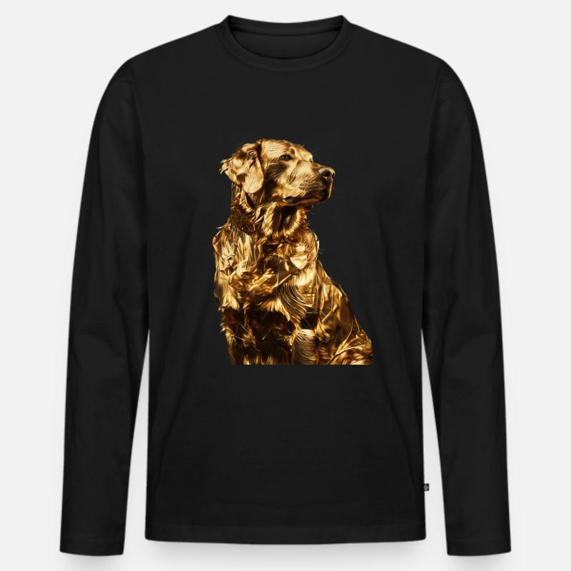 Hund - Männer Premium Bio Langarmshirt - Schwarz