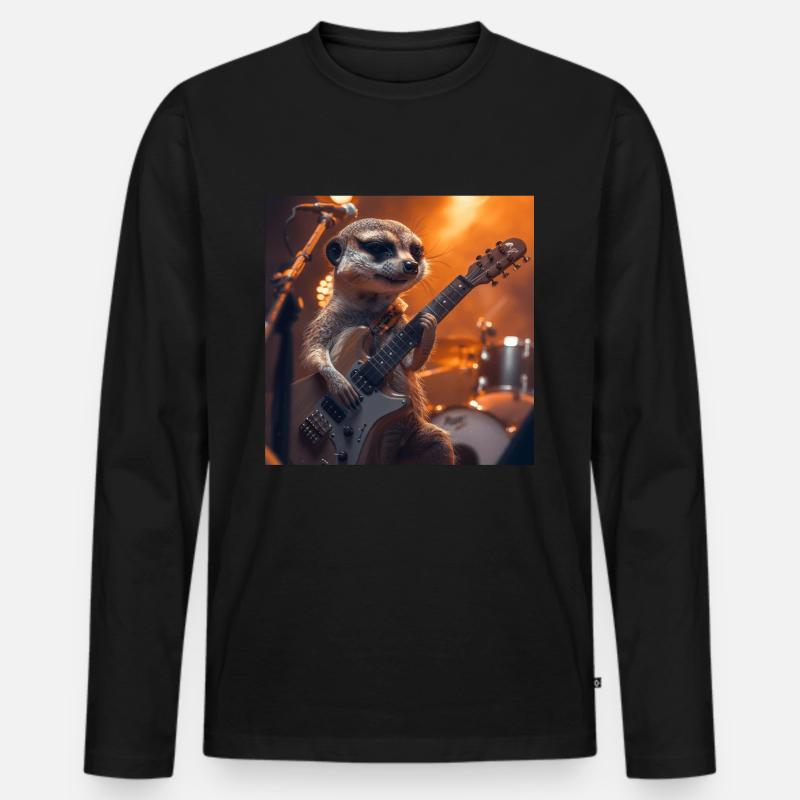 Erdmännchen - Männer Premium Bio Langarmshirt - Schwarz