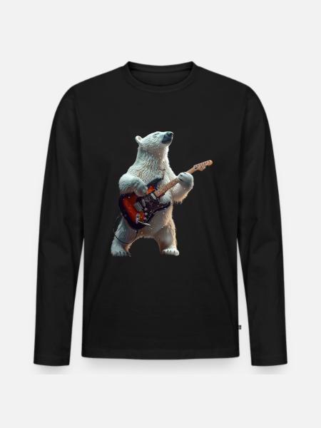 Isbjørn - Premium økologisk langærmet T-shirt til mænd - sort