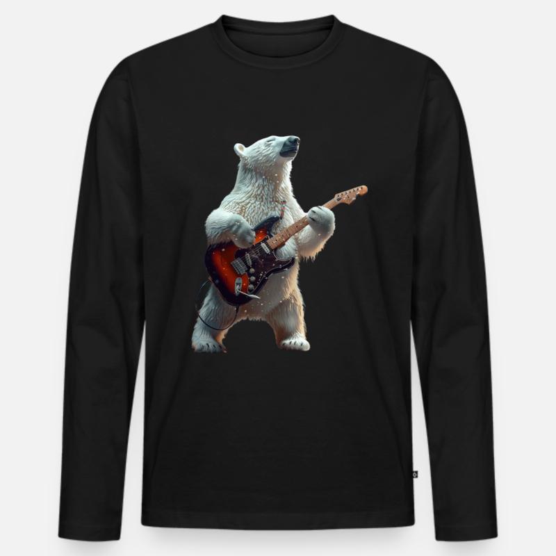 Eisbär - Männer Premium Bio Langarmshirt - Schwarz