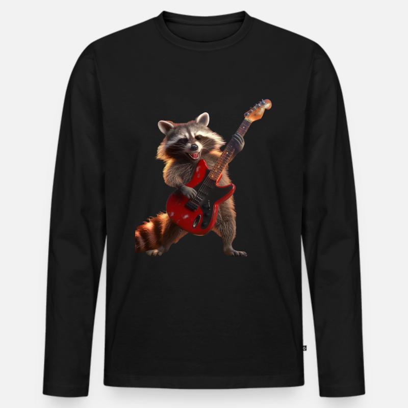 Waschbär - Männer Premium Bio Langarmshirt - Schwarz