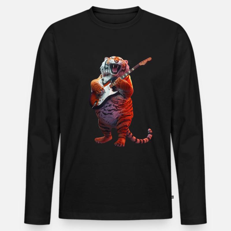 Tiger - Männer Premium Bio Langarmshirt - Schwarz