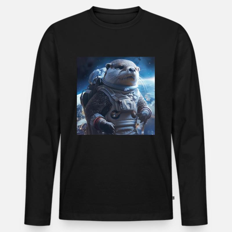 Otter - Männer Premium Bio Langarmshirt - Schwarz
