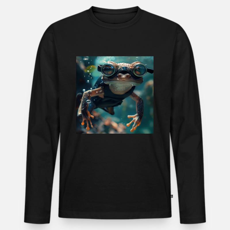 Frosch - Männer Premium Bio Langarmshirt - Schwarz