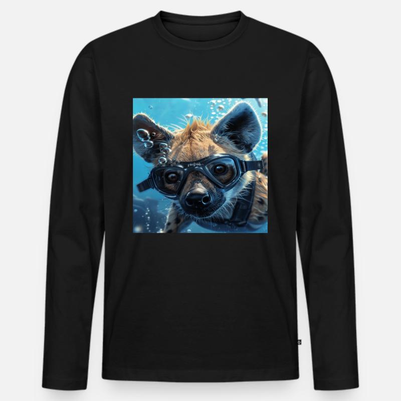 Hyäne - Männer Premium Bio Langarmshirt - Schwarz