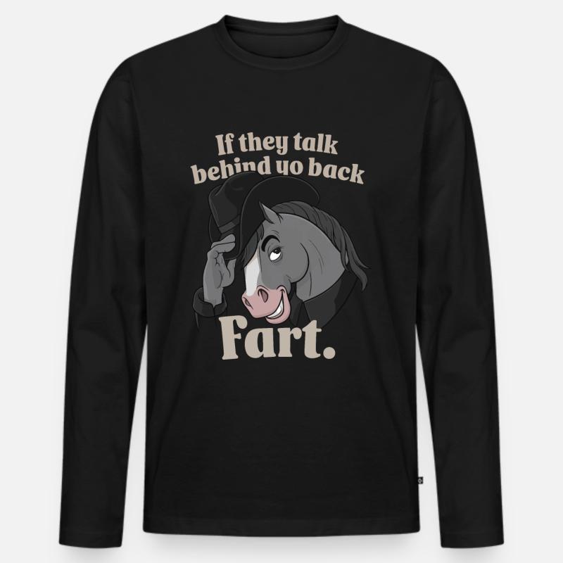 Pferd - Männer Premium Bio Langarmshirt - Schwarz