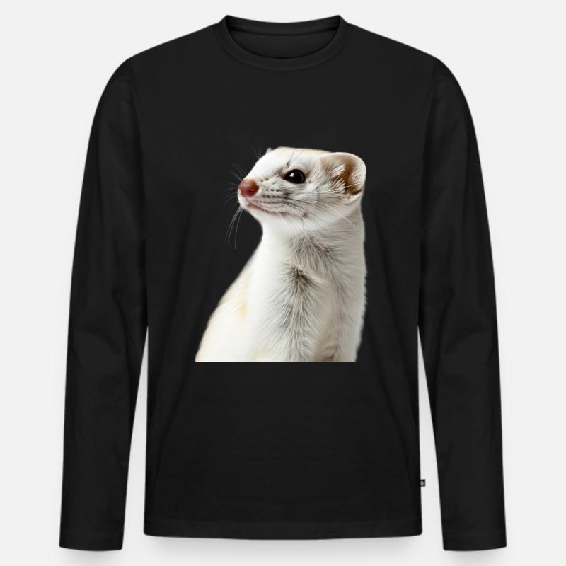 Hermelin - Männer Premium Bio Langarmshirt - Schwarz
