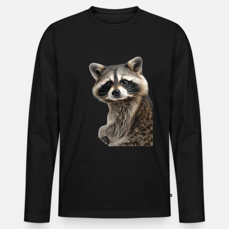 Waschbär - Männer Premium Bio Langarmshirt - Schwarz