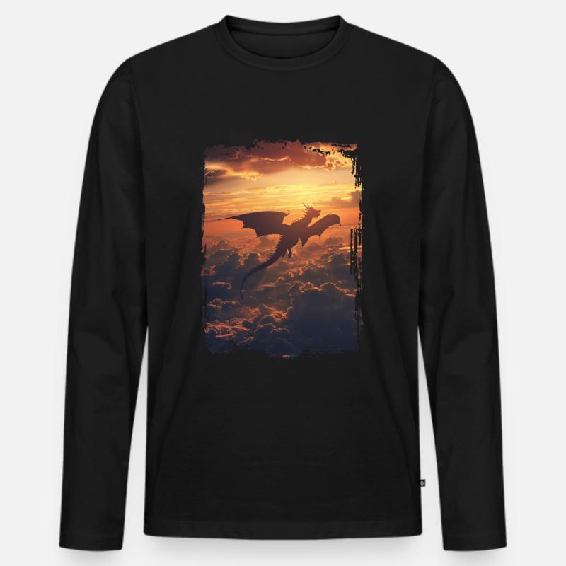 Drachen - Männer Premium Bio Langarmshirt - Schwarz