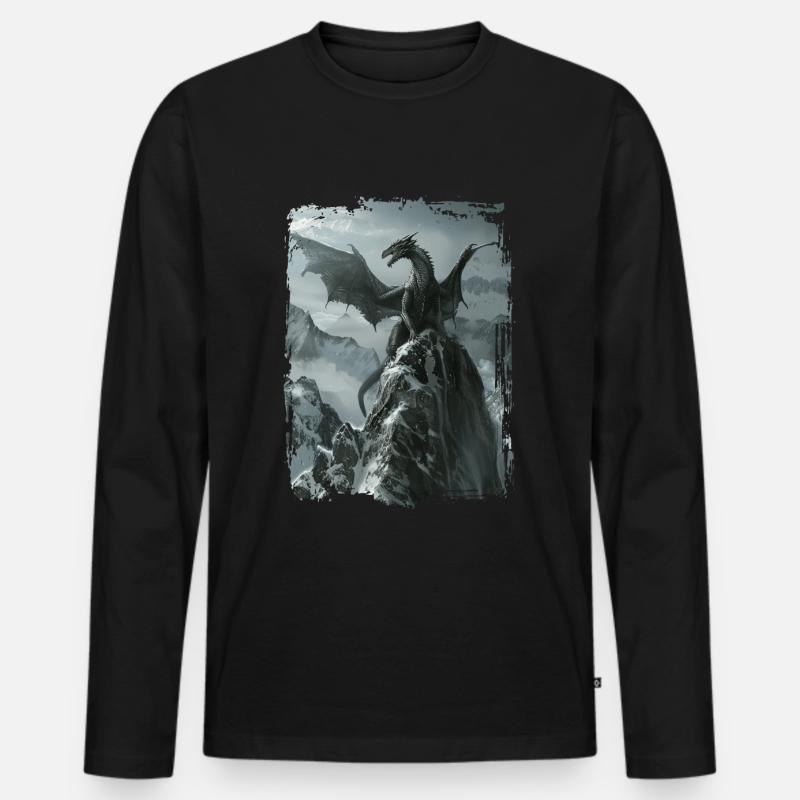 Drachen - Männer Premium Bio Langarmshirt - Schwarz