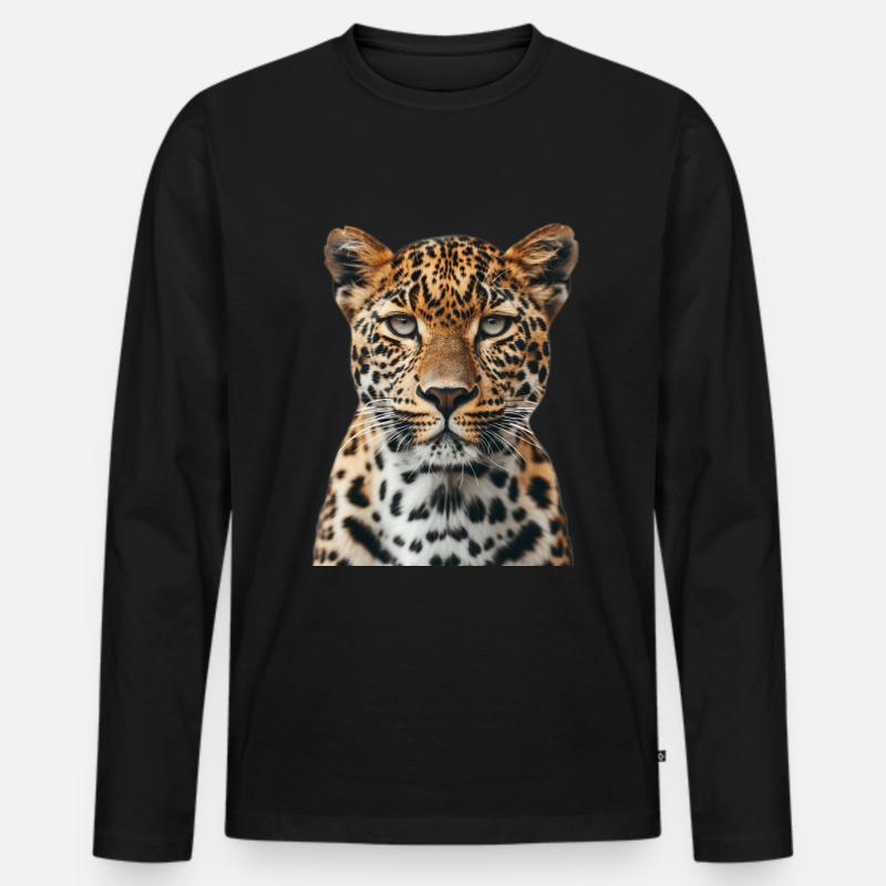 Leopard - Männer Premium Bio Langarmshirt - Schwarz