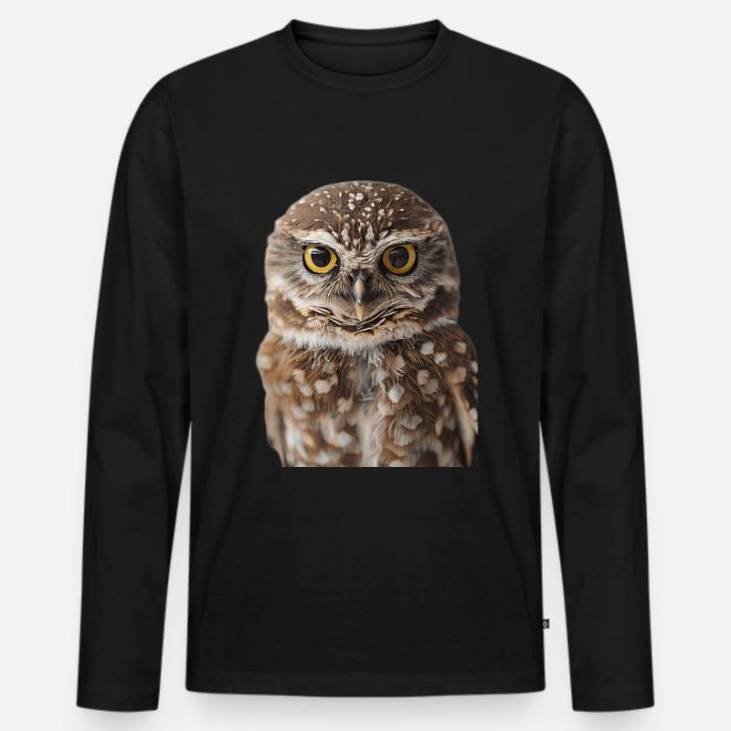 Eule - Männer Premium Bio Langarmshirt - Schwarz