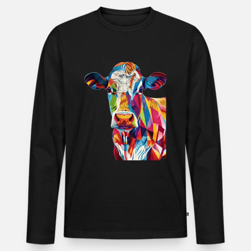 Kuh - Männer Premium Bio Langarmshirt - Schwarz