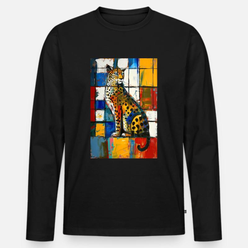 Leopard - Männer Premium Bio Langarmshirt - Schwarz