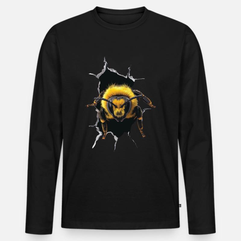 Biene - Männer Premium Bio Langarmshirt - Schwarz