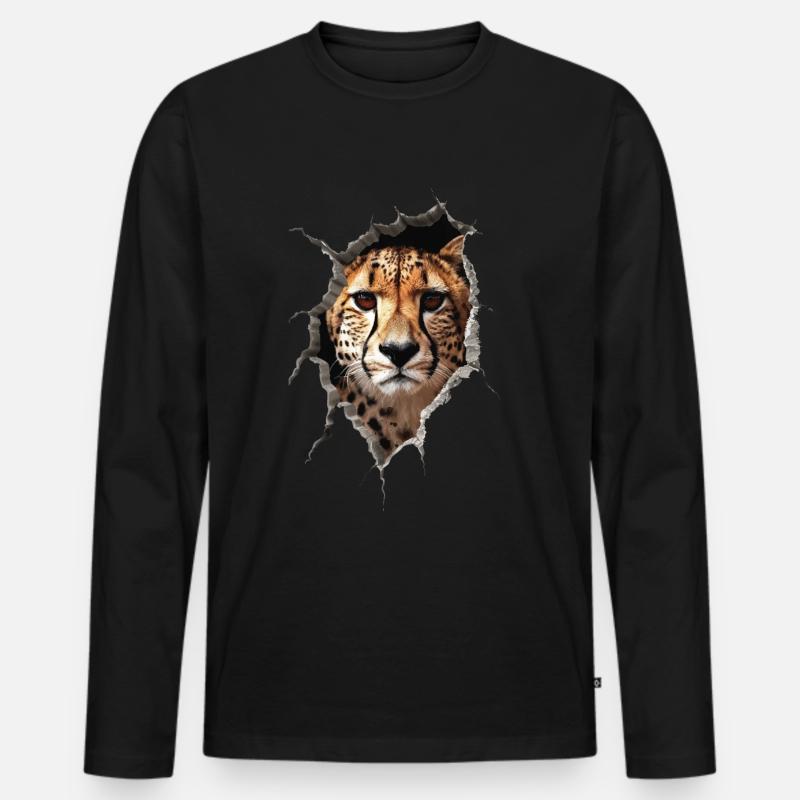 Gepard - Männer Premium Bio Langarmshirt - Schwarz