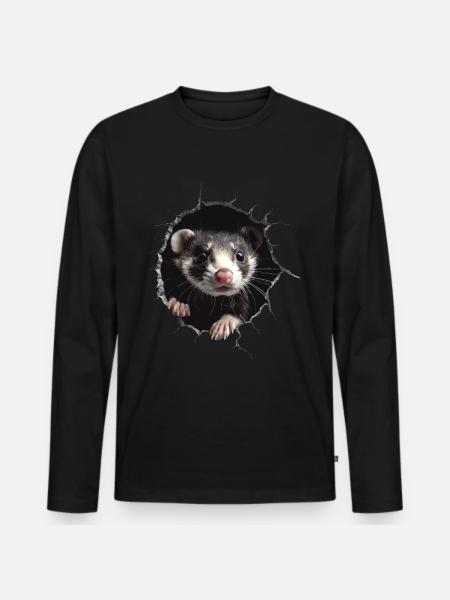Frettchen - Männer Premium Bio Langarmshirt - Schwarz
