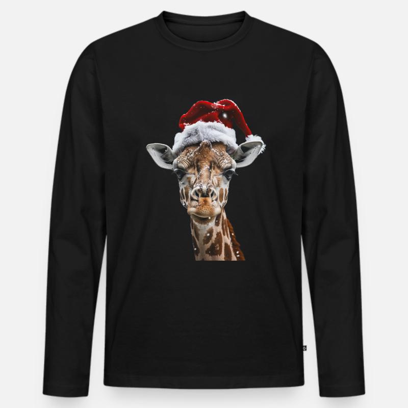 Giraffe - Männer Premium Bio Langarmshirt - Schwarz