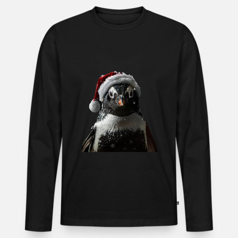 Pinguin - Männer Premium Bio Langarmshirt - Schwarz