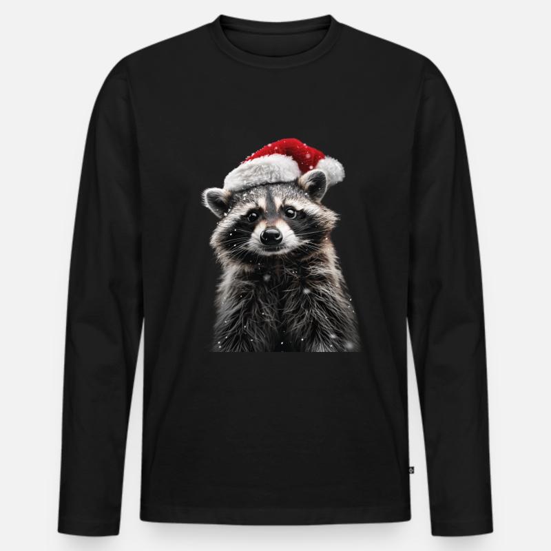 Waschbär - Männer Premium Bio Langarmshirt - Schwarz