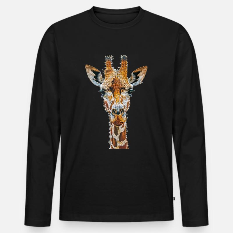 Giraffe - Männer Premium Bio Langarmshirt - Schwarz