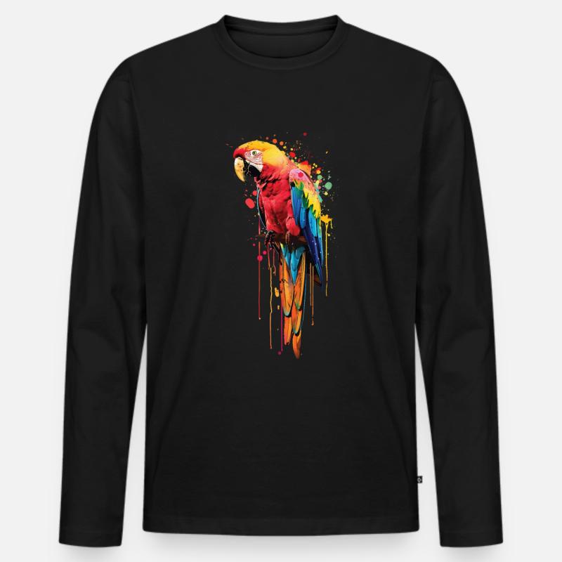 Papagei - Männer Premium Bio Langarmshirt - Schwarz