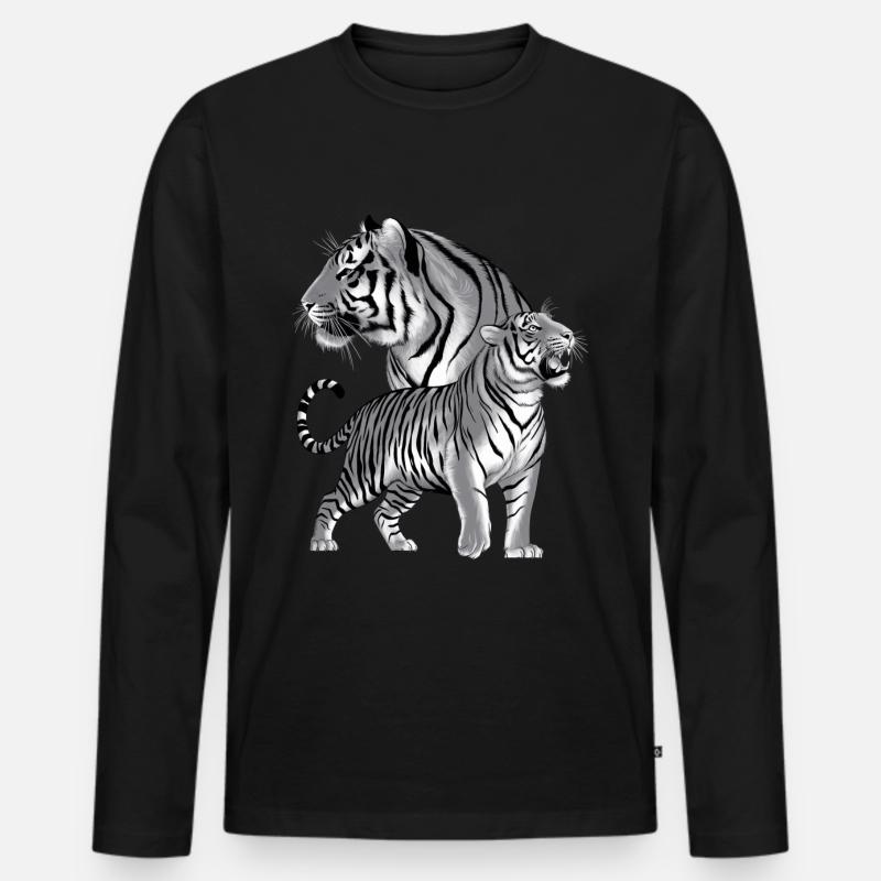 Tiger - Männer Premium Bio Langarmshirt - Schwarz