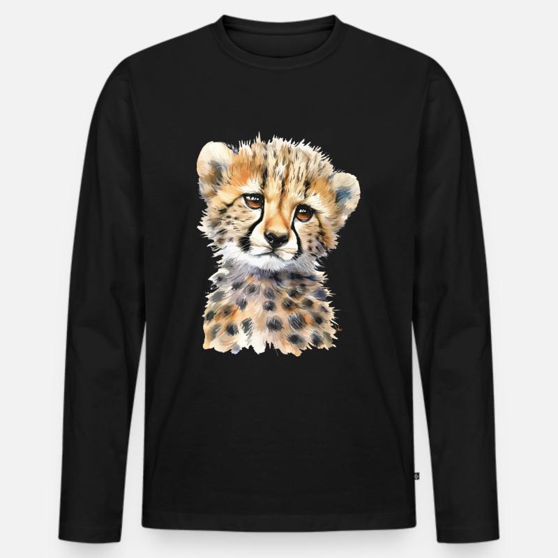 Gepard - Männer Premium Bio Langarmshirt - Schwarz