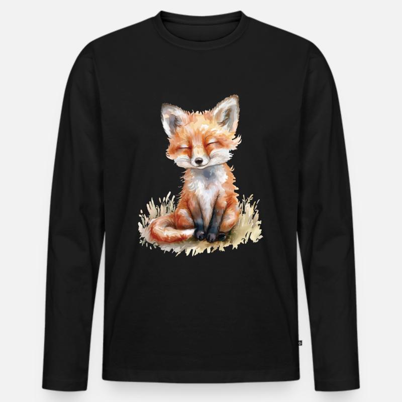 Fuchs - Männer Premium Bio Langarmshirt - Schwarz