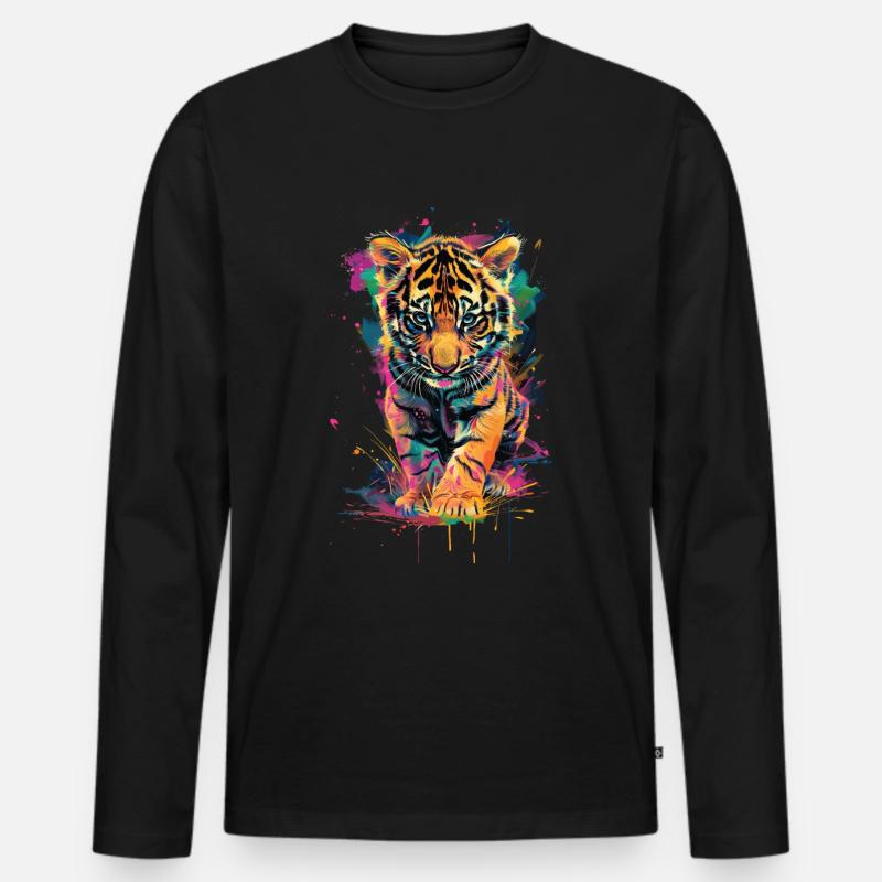 Tiger - Männer Premium Bio Langarmshirt - Schwarz