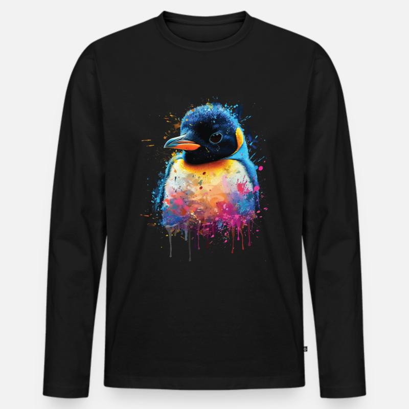 Pinguin - Männer Premium Bio Langarmshirt - Schwarz