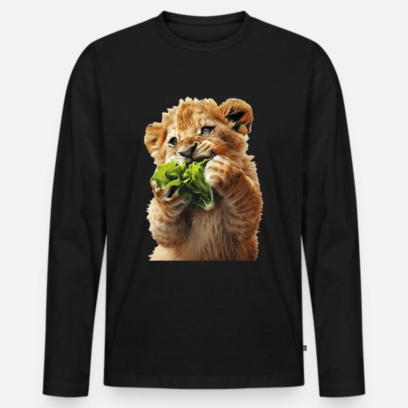 Löwe - Männer Premium Bio Langarmshirt - Schwarz