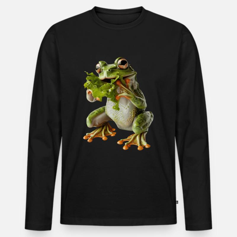 Frosch - Männer Premium Bio Langarmshirt - Schwarz