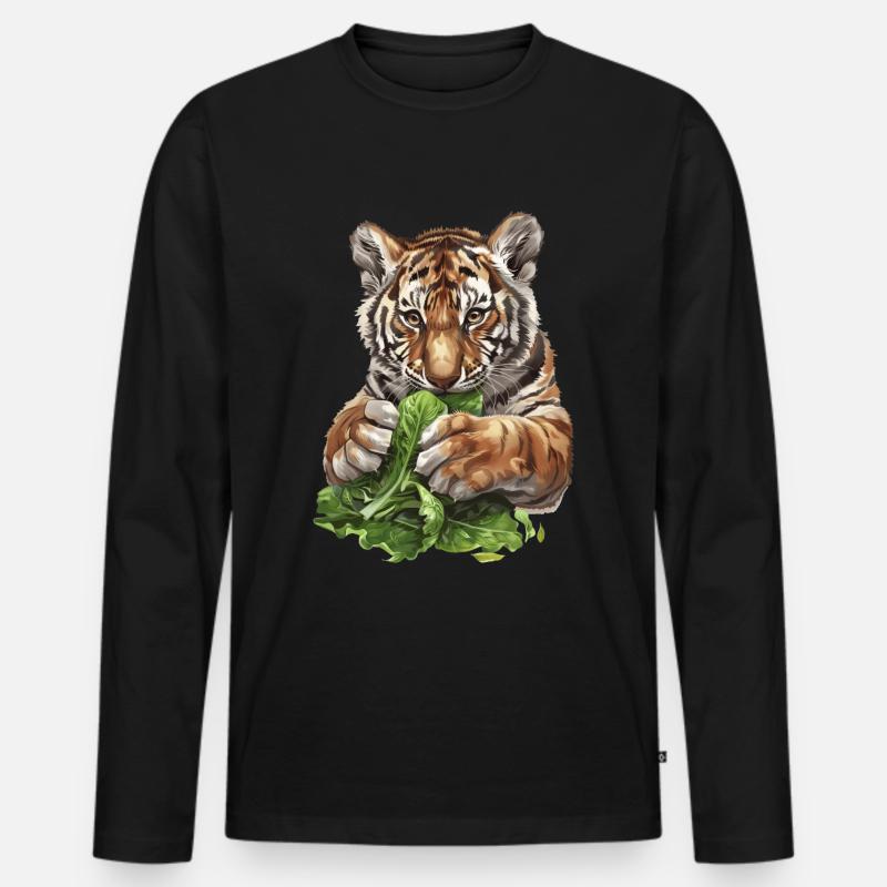 Tiger - Männer Premium Bio Langarmshirt - Schwarz