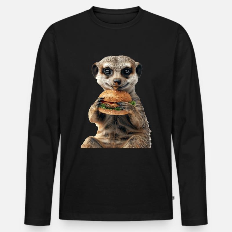Erdmännchen - Männer Premium Bio Langarmshirt - Schwarz