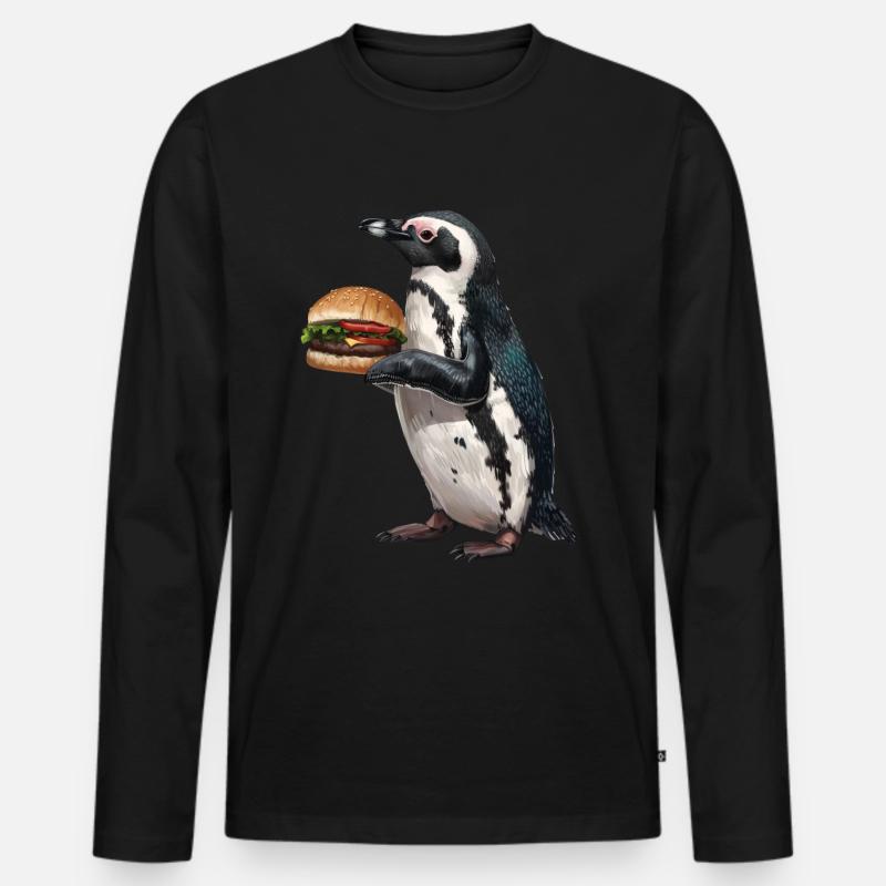 Pinguin - Männer Premium Bio Langarmshirt - Schwarz
