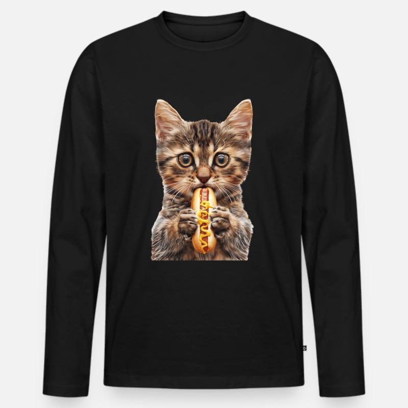 Katze - Männer Premium Bio Langarmshirt - Schwarz