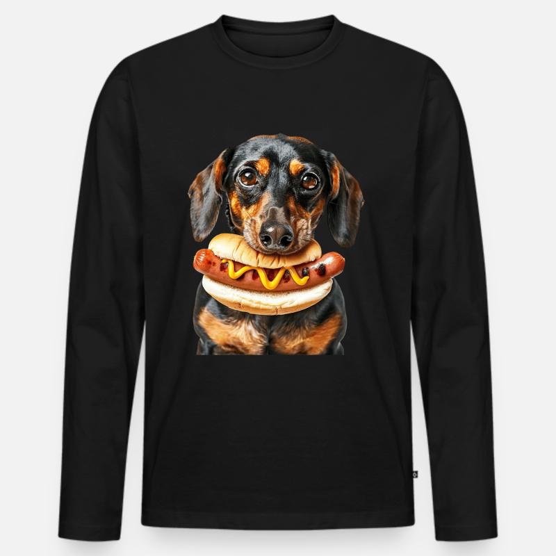 Hund - Männer Premium Bio Langarmshirt - Schwarz