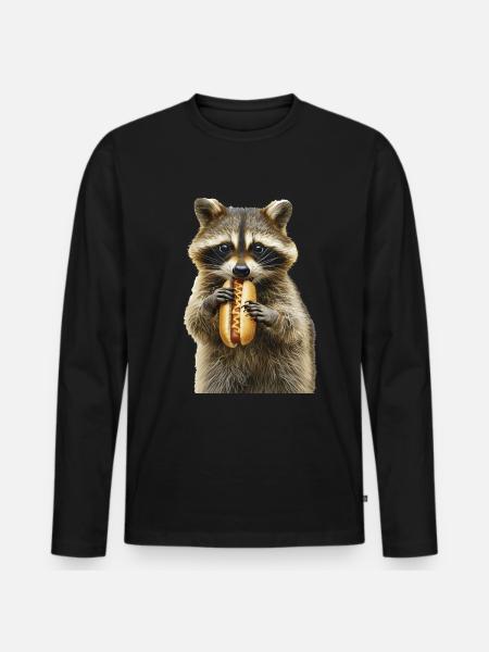 Raccoon - Men's Premium Organic Long Sleeve Shirt - black
