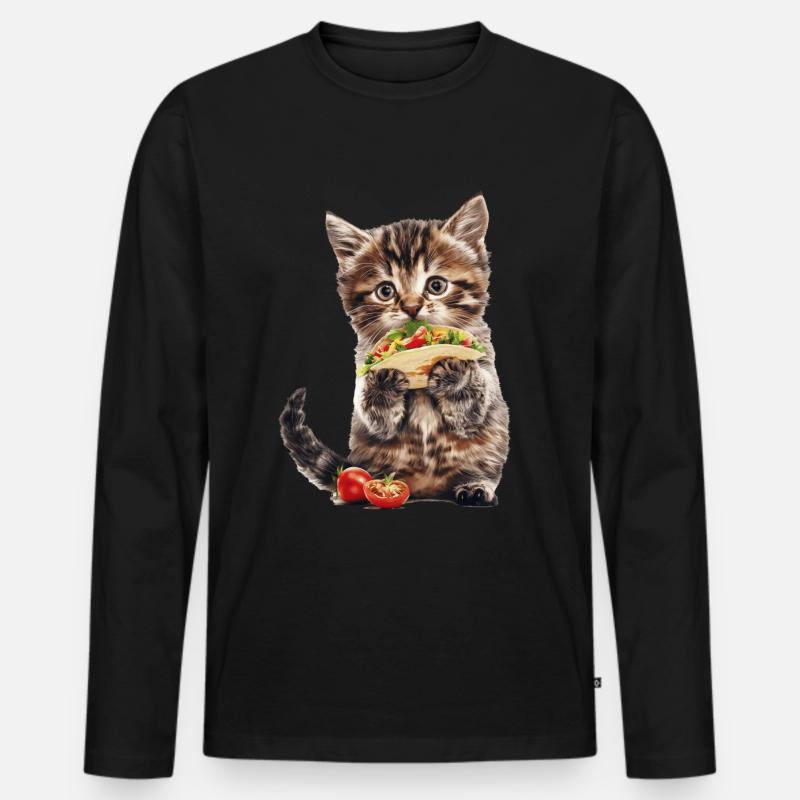 Katze - Männer Premium Bio Langarmshirt - Schwarz